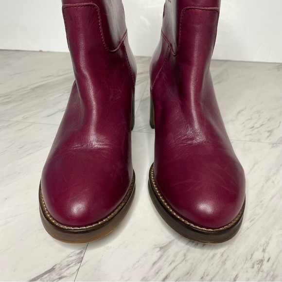 Free People Tabby Mulberry Leather Heeled Ankle Boot 38 1/2 - Picture 11 of 15